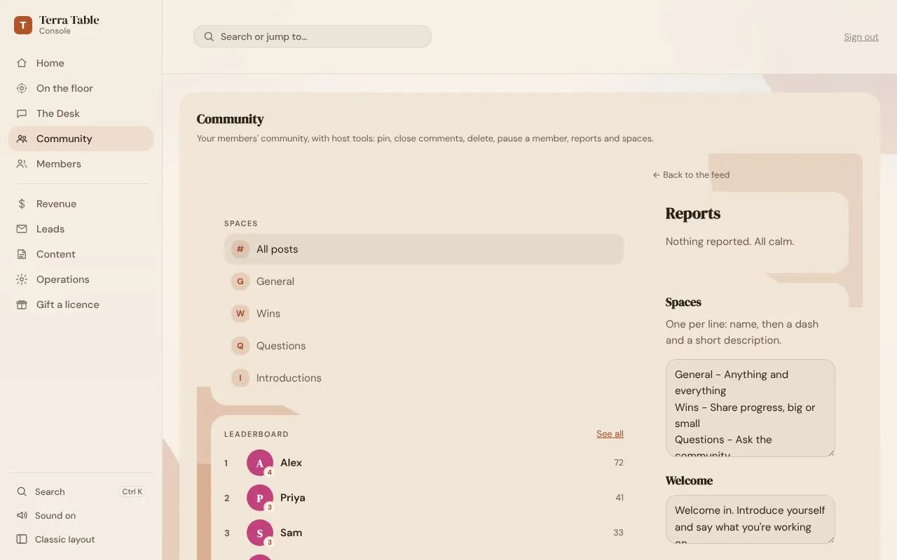 Console: the community for Terra Table