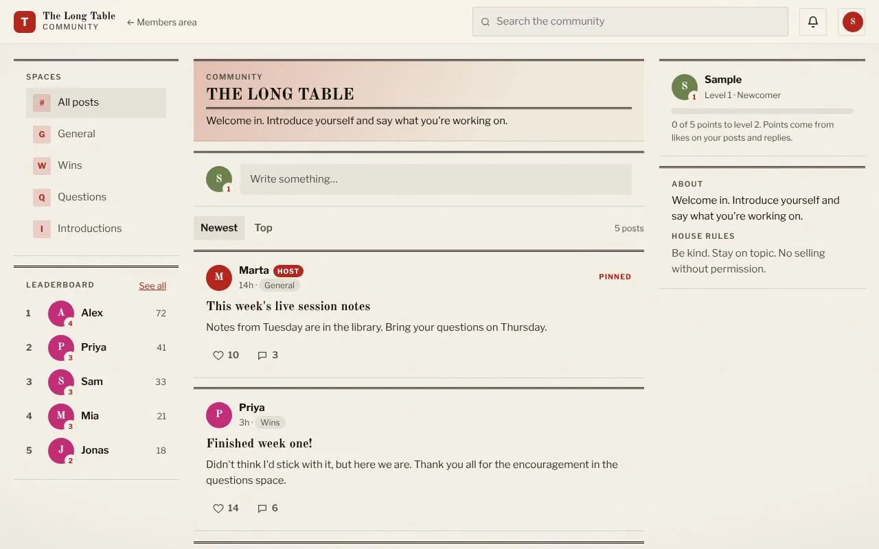 The community for The Long Table